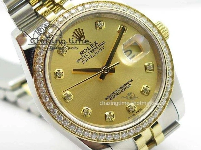 MiroTime 1219 HighPerformance DateJust 116234 BP Best Edition SS YG Gold Dial Diamond Markers On SS Bracelet A2824 V 3940